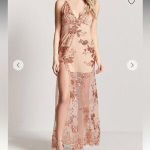 Forever 21 | Dresses | Forever 2 Rose Gold Overlay Sequin Dress Holiday  Party New Years Womens Sz L | Poshmark